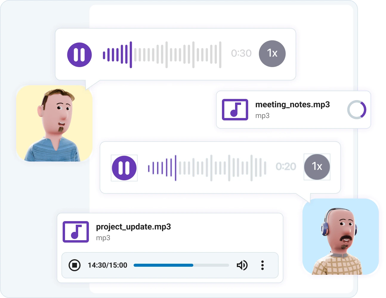 Checking in doesn’t have to be lengthy or formal — send voice messages in Pumble by CAKE.com