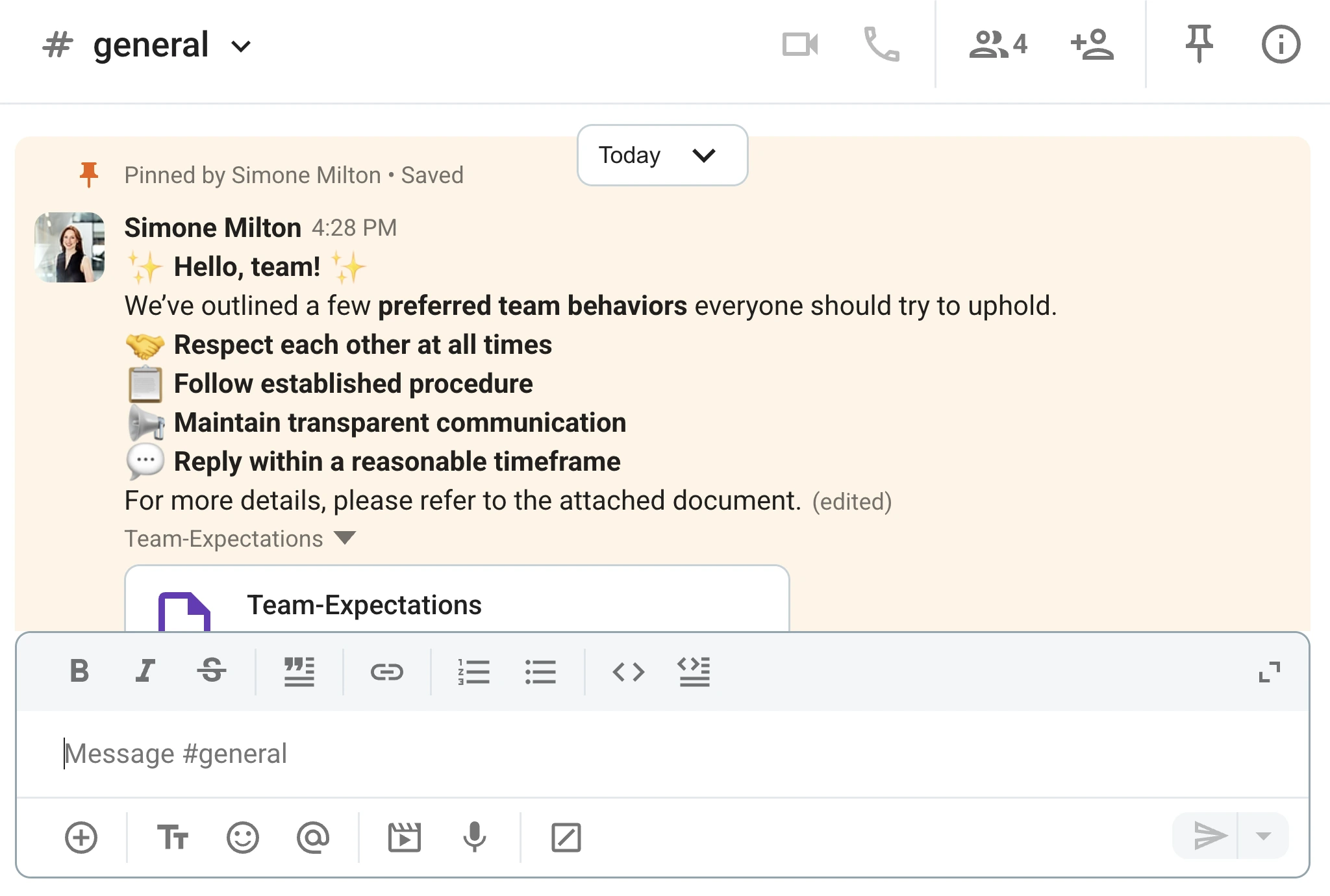 Documenting team expectations in Pumble by CAKE.com