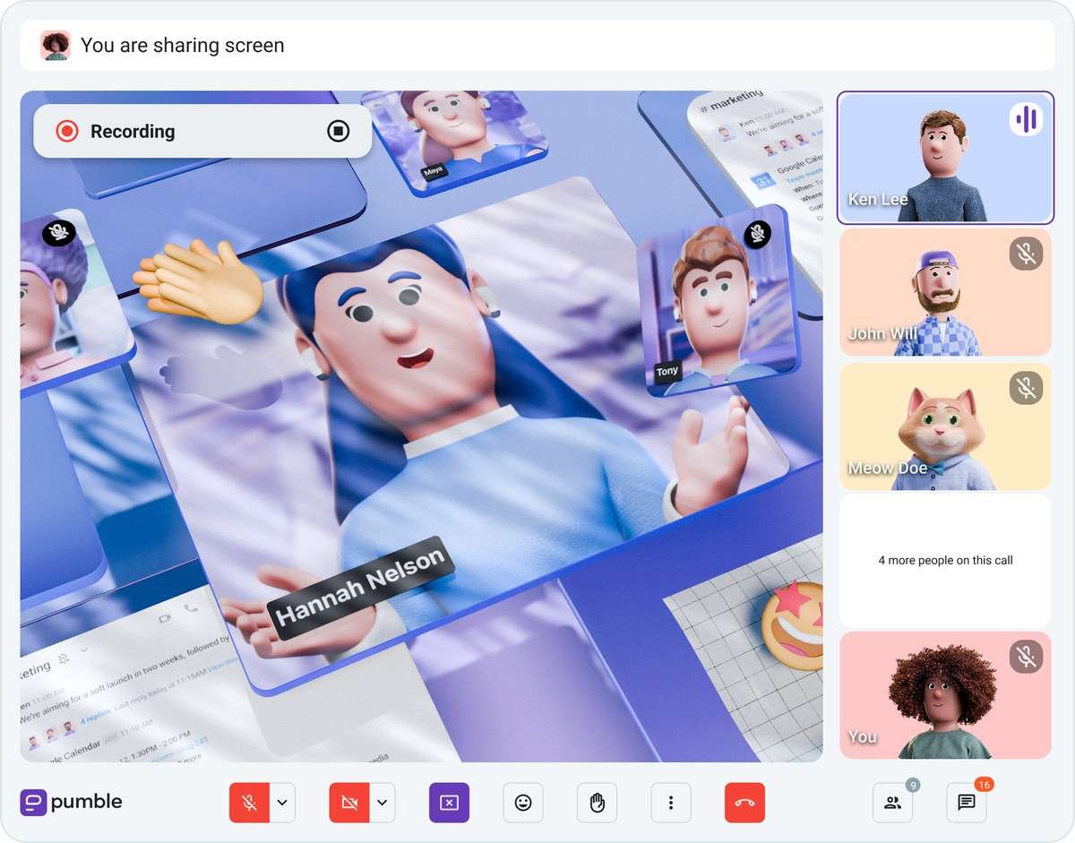 Recording a meeting in Pumble