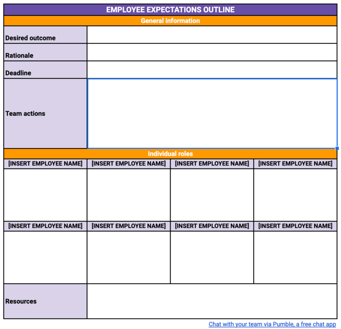 Expectation Setting Template