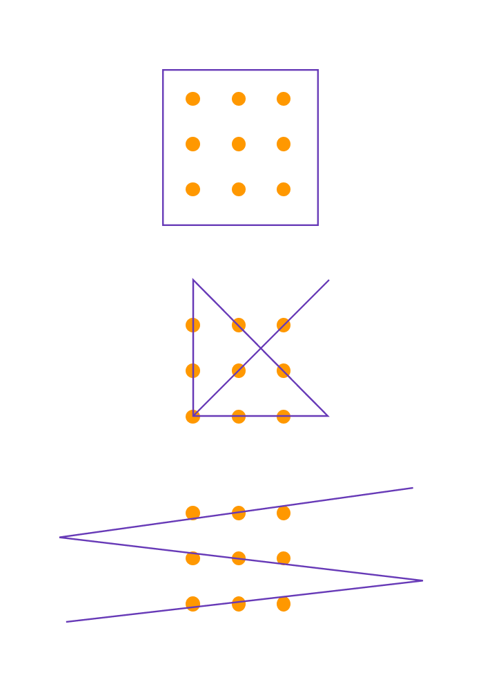 Think out of the box/The nine dots puzzle and two possible solutions