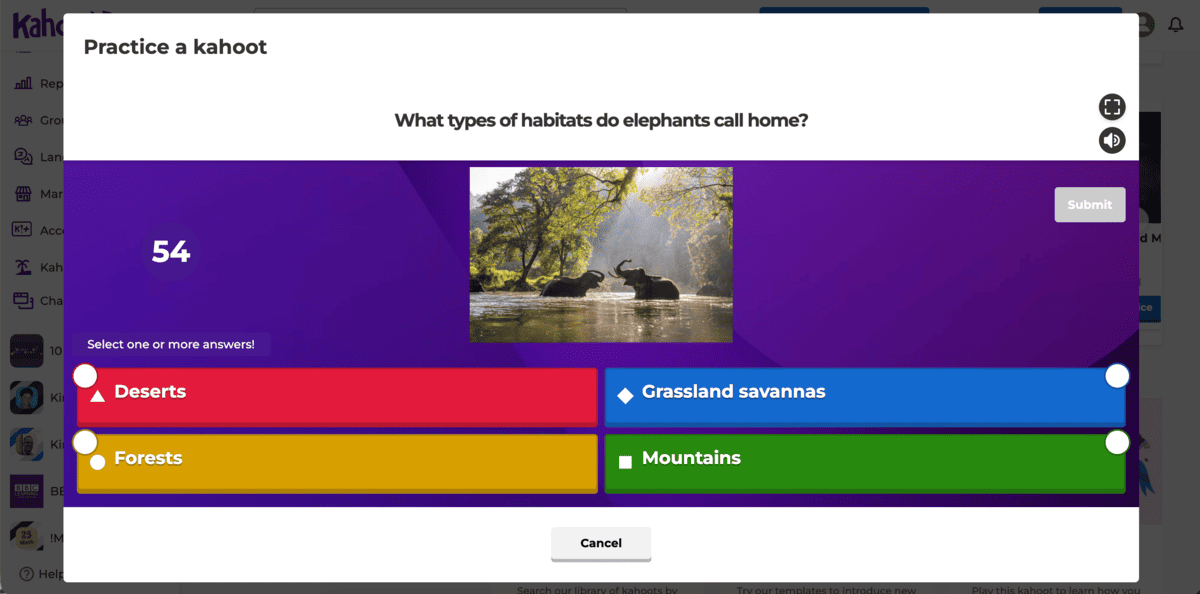 Example of a Kahoot! 