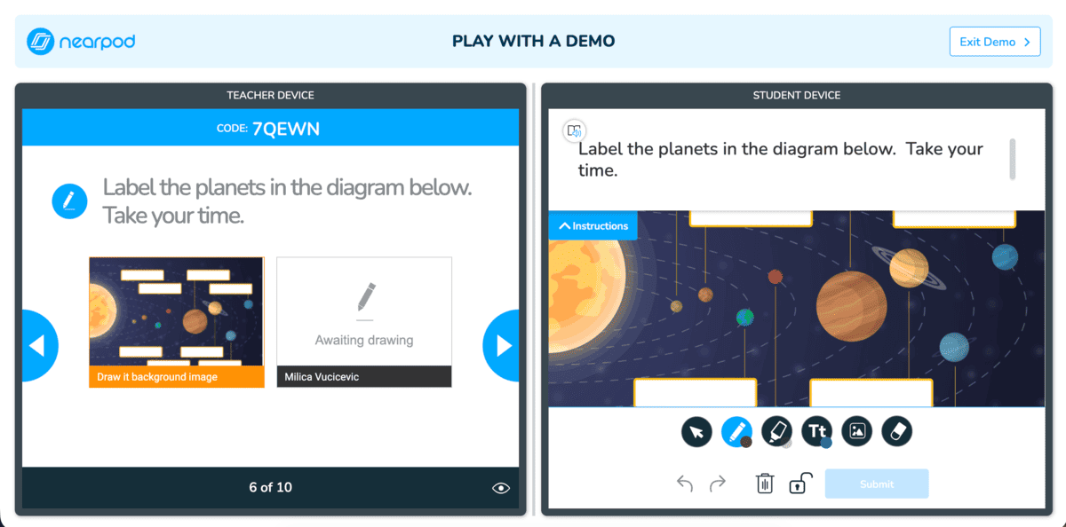 Example of a Nearpod live activity
