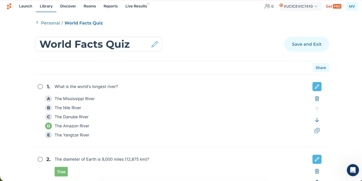 Example of a test created with Socrative’s AI