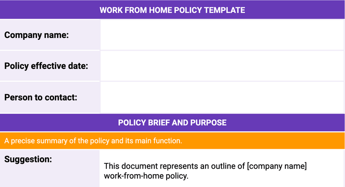 Work From Home Policy Template