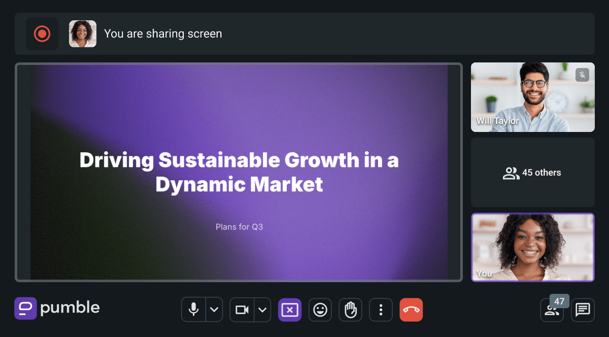 Document your video conferences by using the call recording feature on Pumble, the business messaging app

