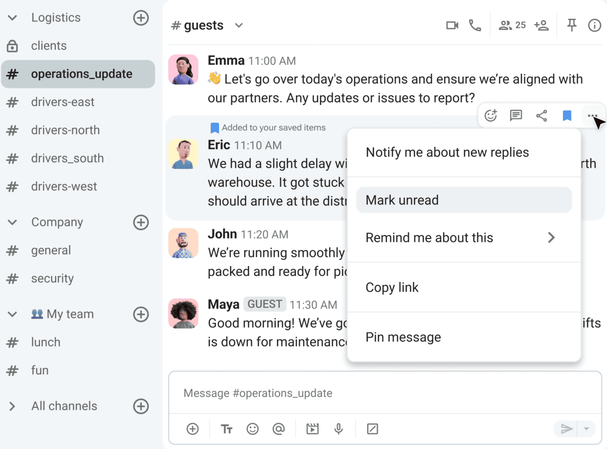 Save & pin messages in Pumble