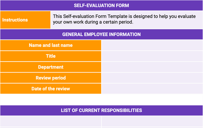 Self-evaluation form template