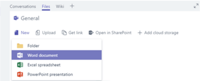 Creating files directly in Microsoft Teams