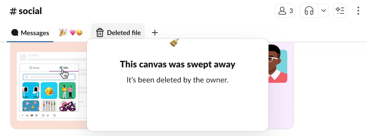 Deleted Canvases linger in Slack