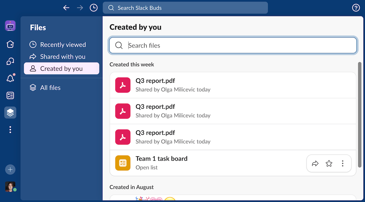 Duplicate documents in the Files section in Slack