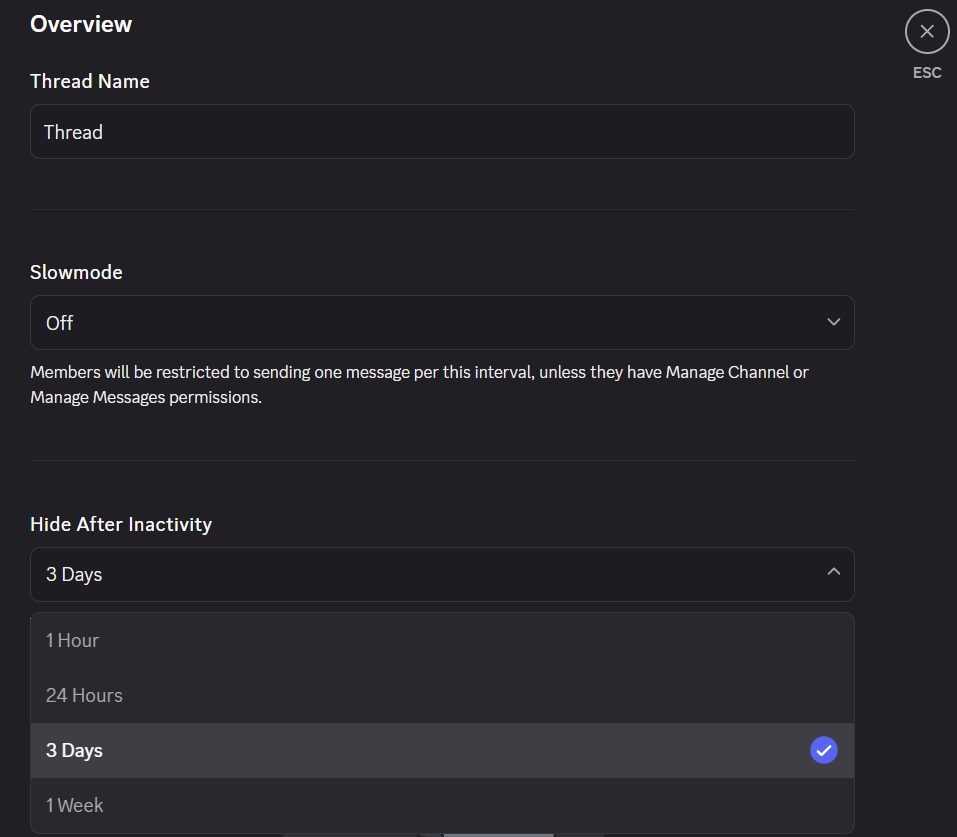 Editing a thread in Discord