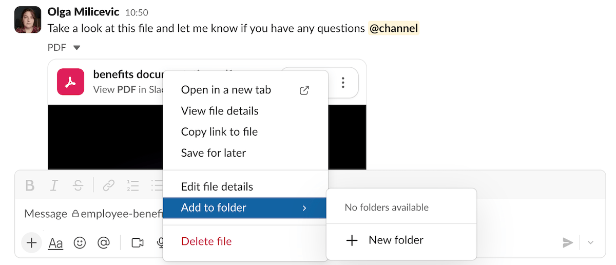 File sharing in Slack