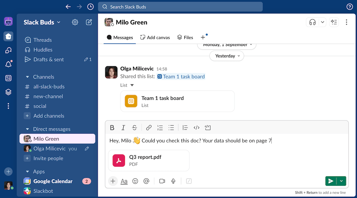 File sharing in Slack