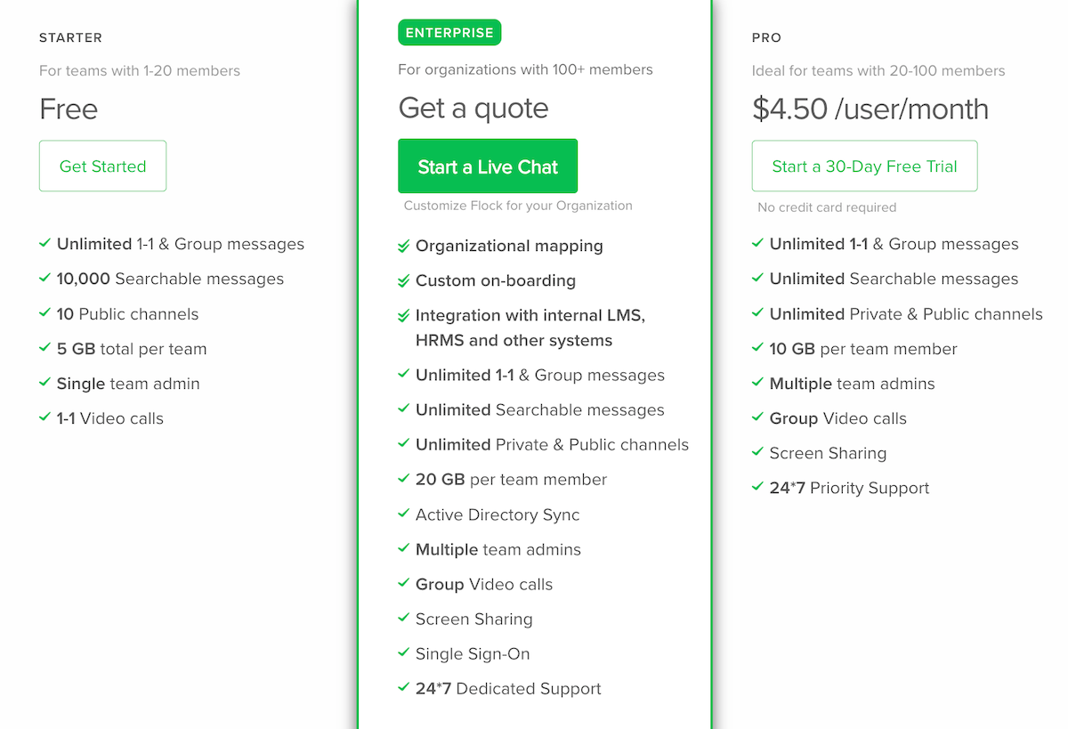 Flock pricing