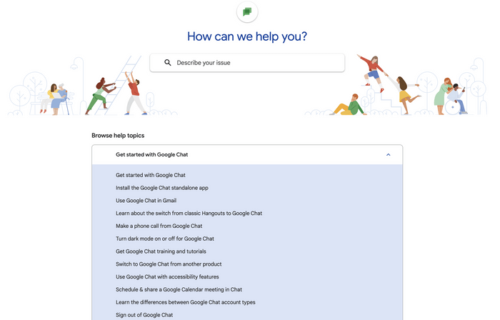 Google Chat’s Help center