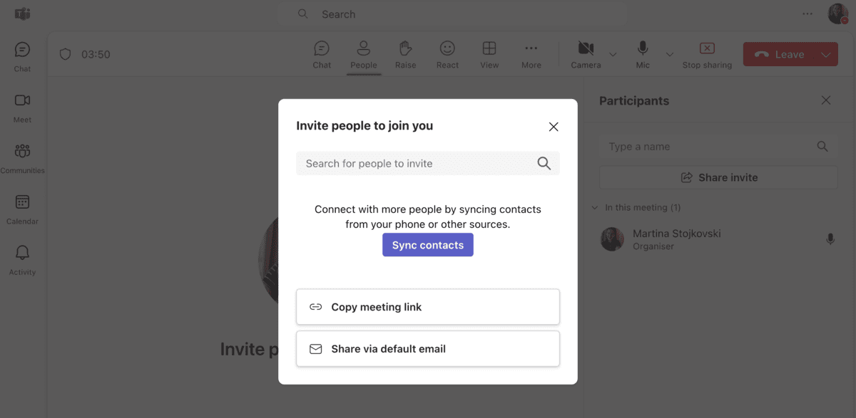 Invite people to join a Microsoft Teams meeting