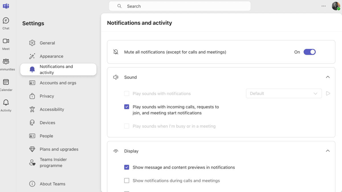 Manage general notifications and activity in Microsoft Teams