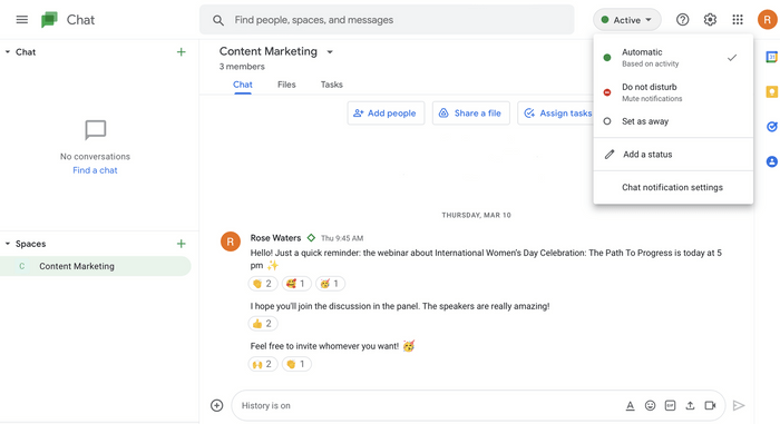 Notifications in Google Chat
