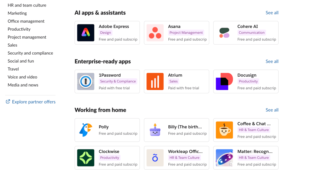 Popular Slack integrations