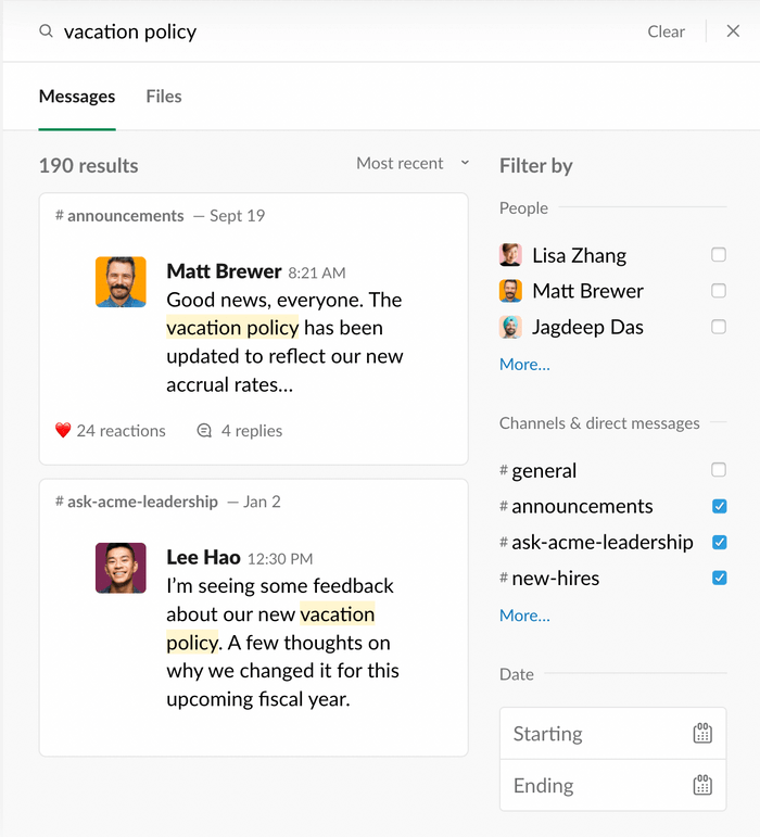 Search in Slack