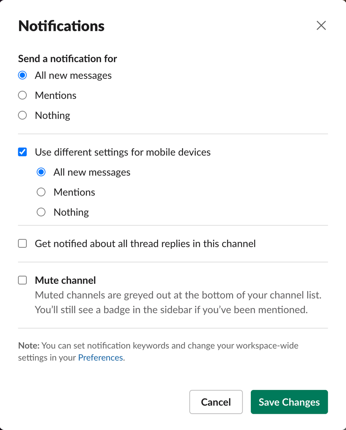 Setting your notifications in Slack