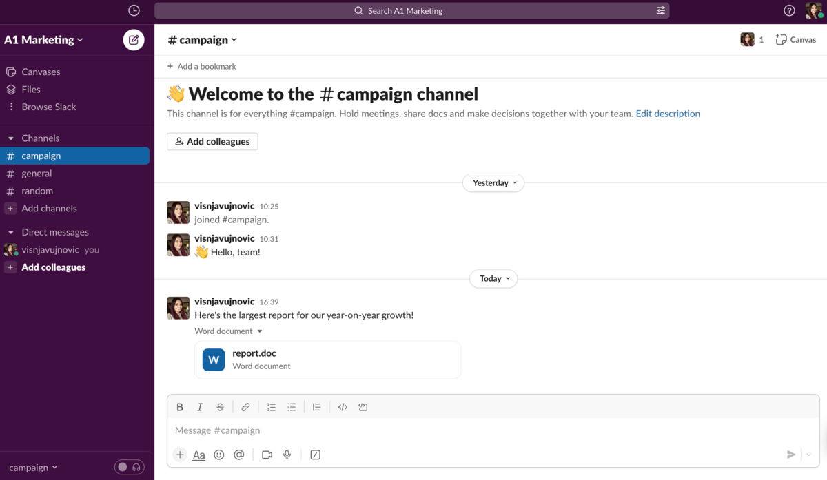 Sharing a file in Slack