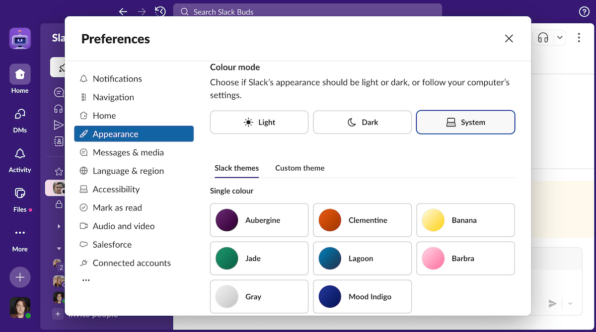Slack color themes