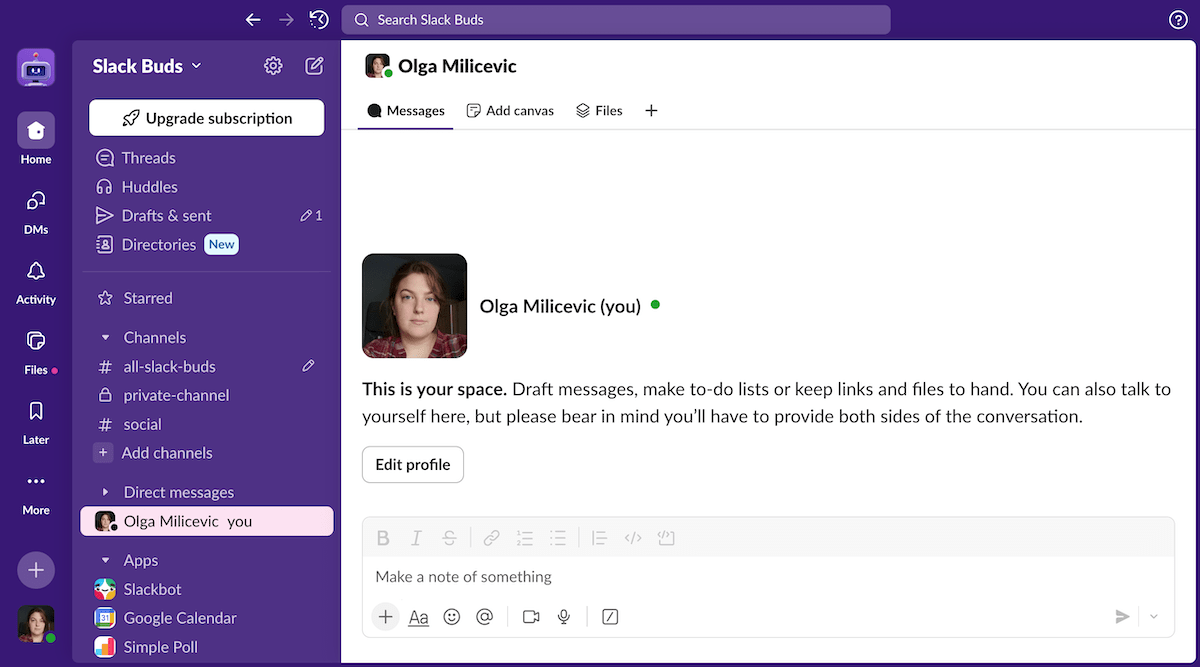 Slack interface