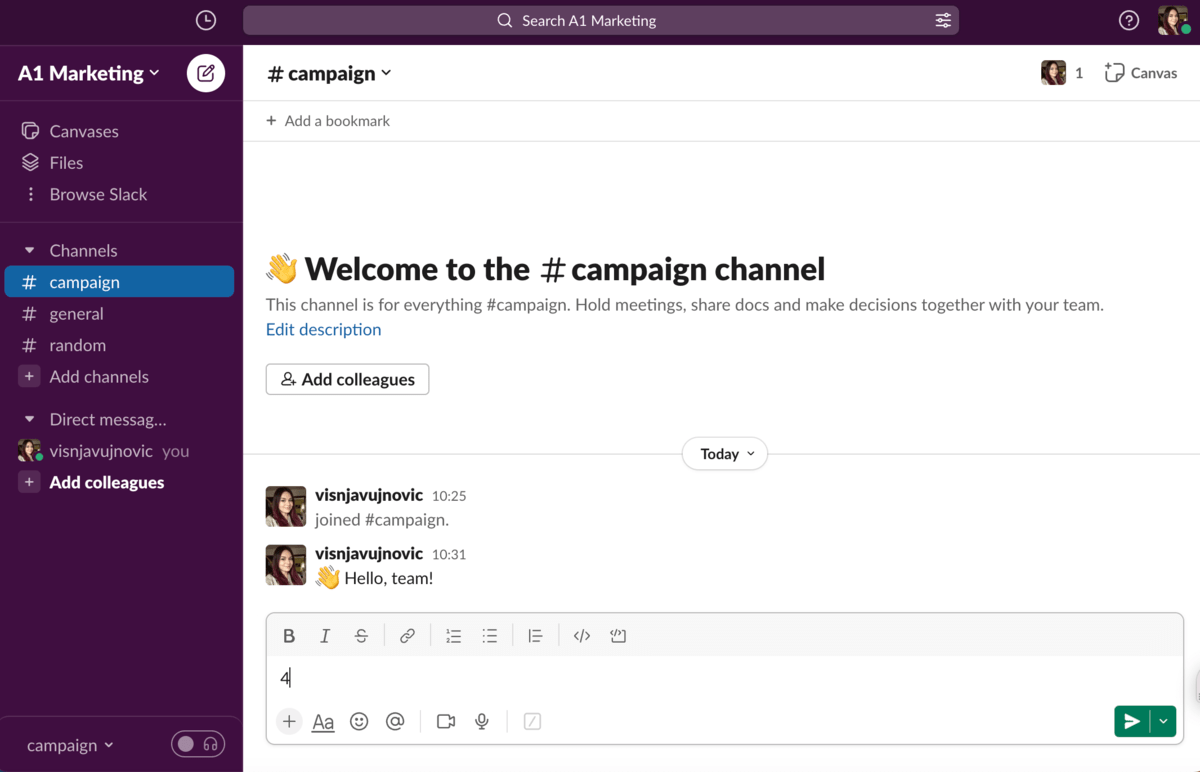 Slack’s interface