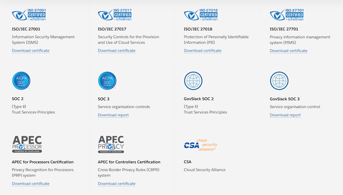 Slack’s security certifications