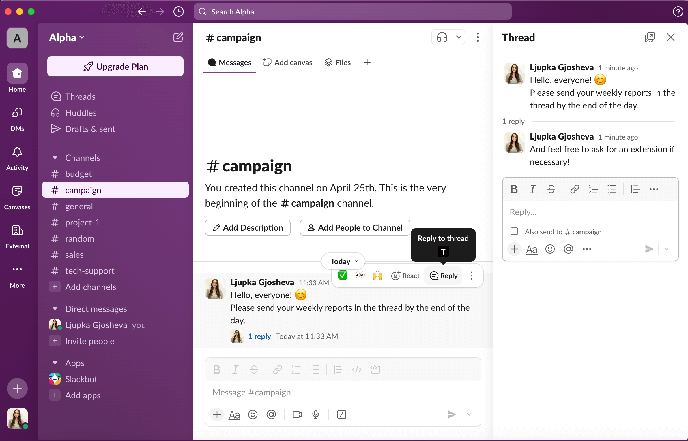 Slack's threads