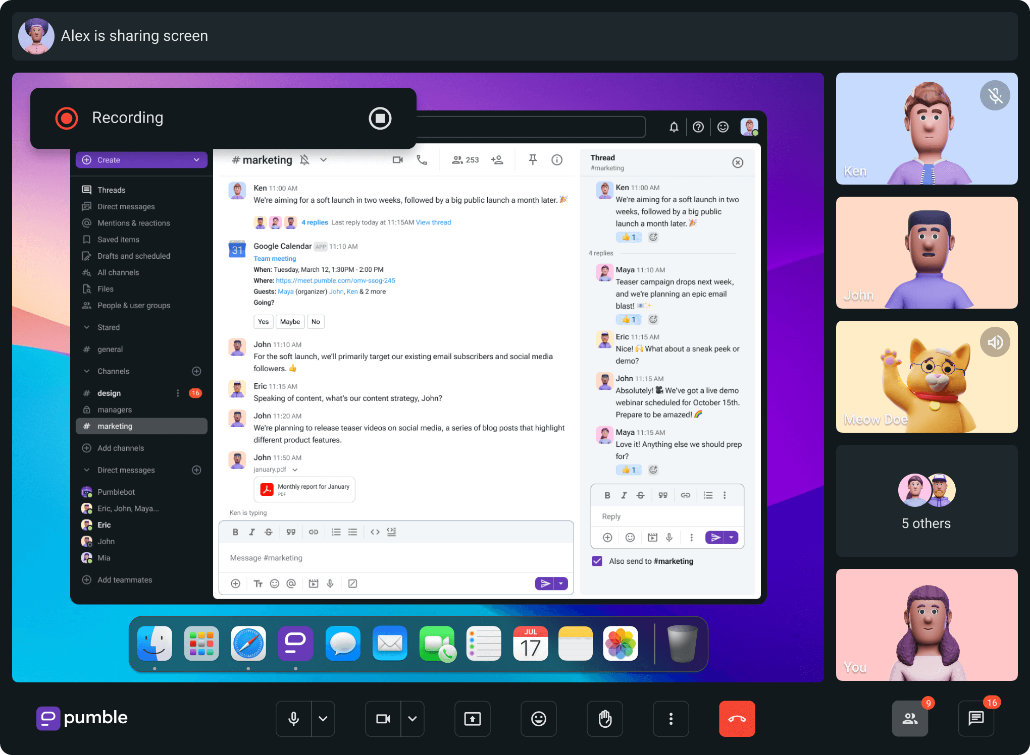 Video conferencing in Pumble