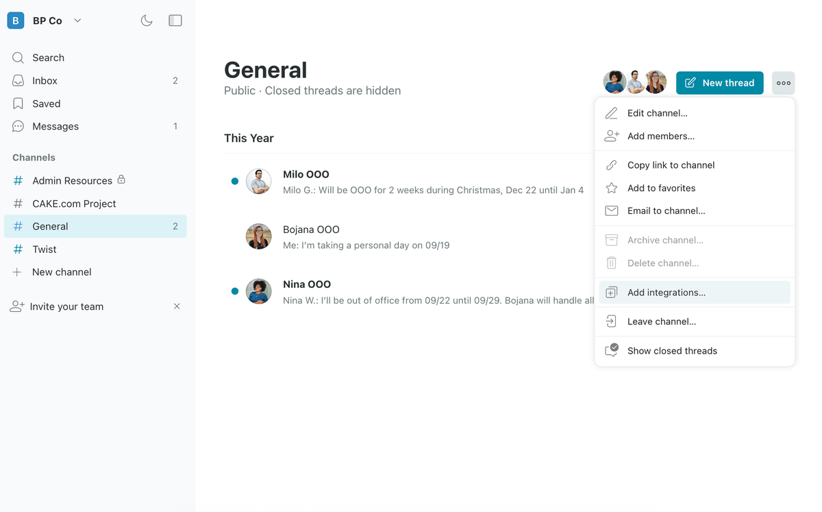 Adding integrations on Twist