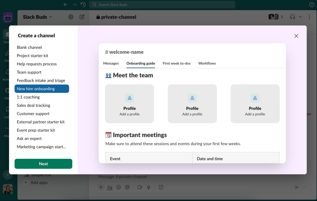 Creating a channel in Slack