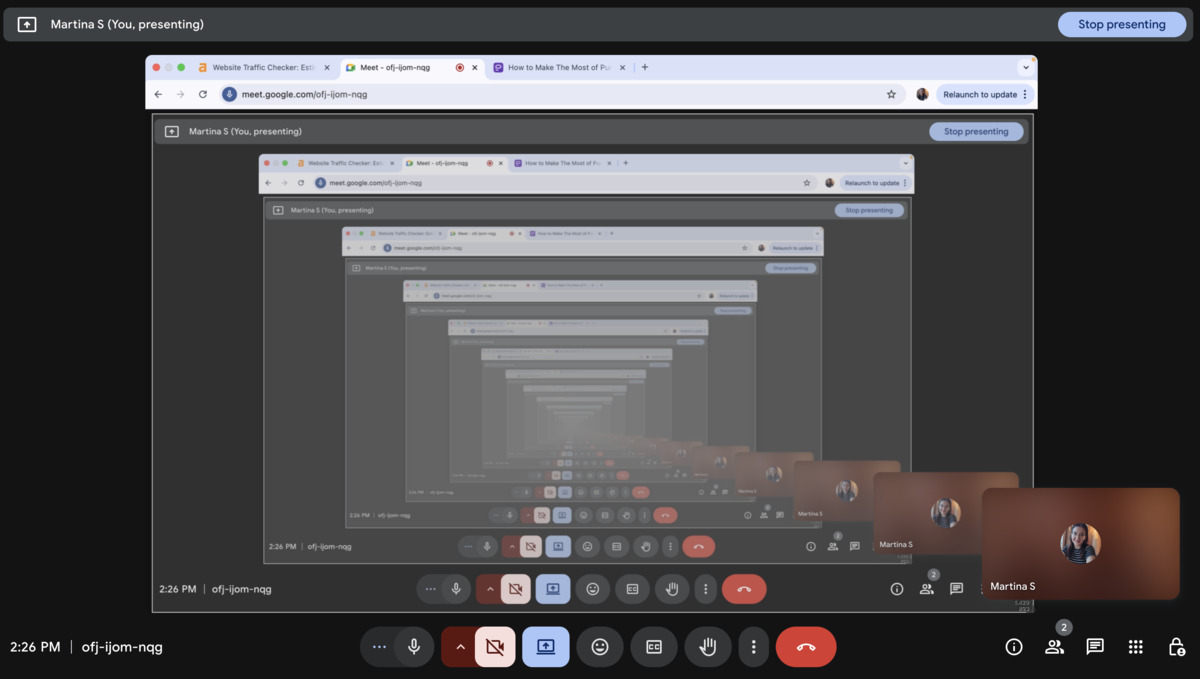 Infinity mirror in Google Meet