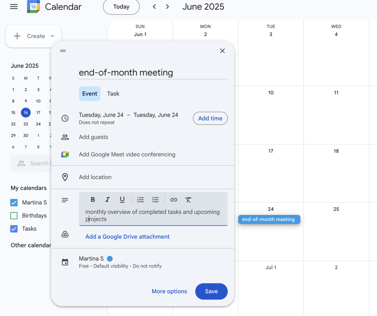 Schedule meetings in Google Calendar