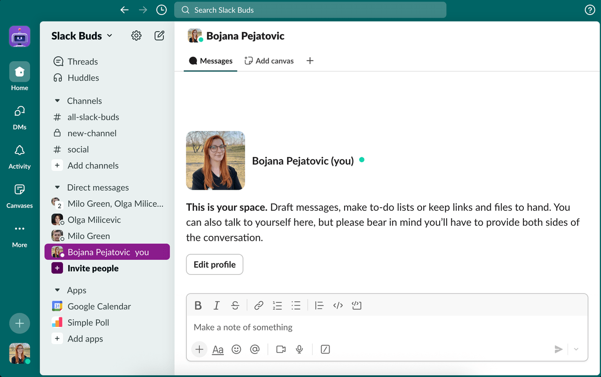 Slack interface