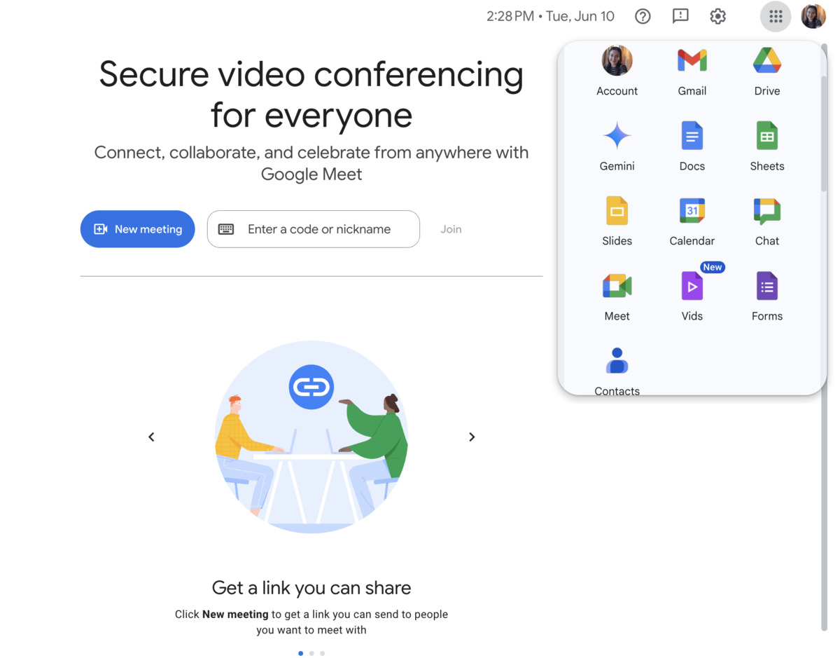 Use Google Meet in tandem with other Google software