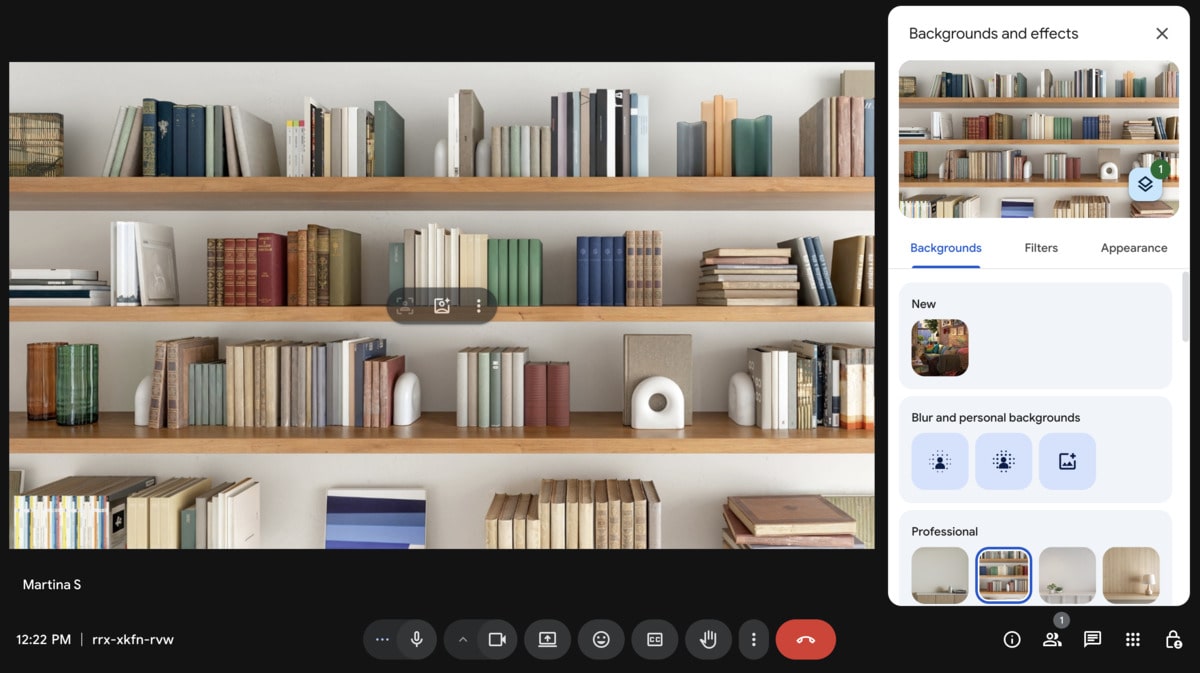 Using backgrounds and effects in Google Meet