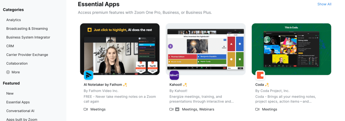 Zoom app marketplace