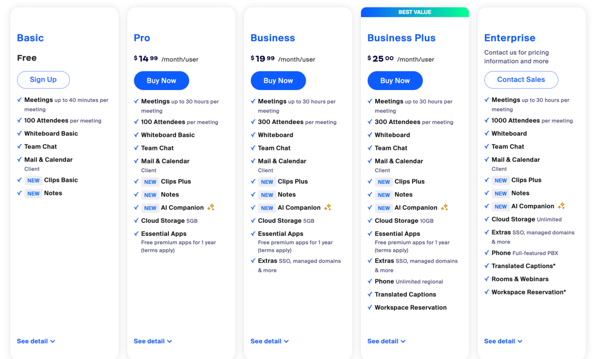 Zoom pricing