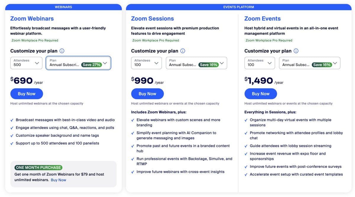 Zoom’s webinar options