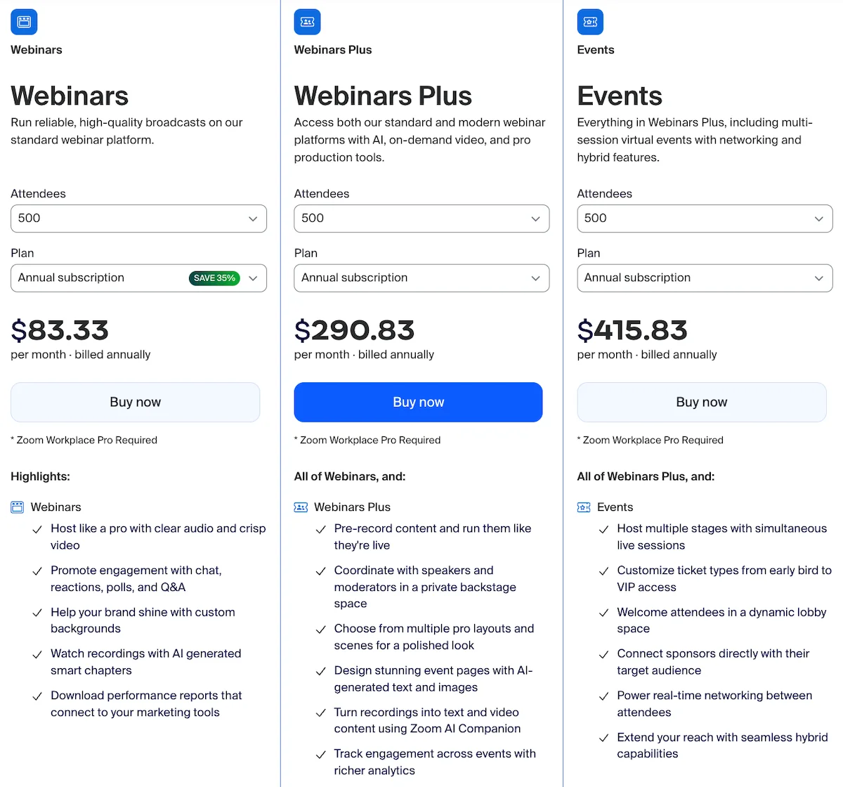 Zoom’s webinar options