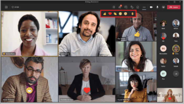 Emoji reactions in Microsoft Teams 