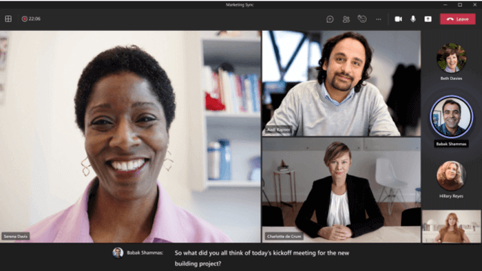 Live captions in Microsoft Teams