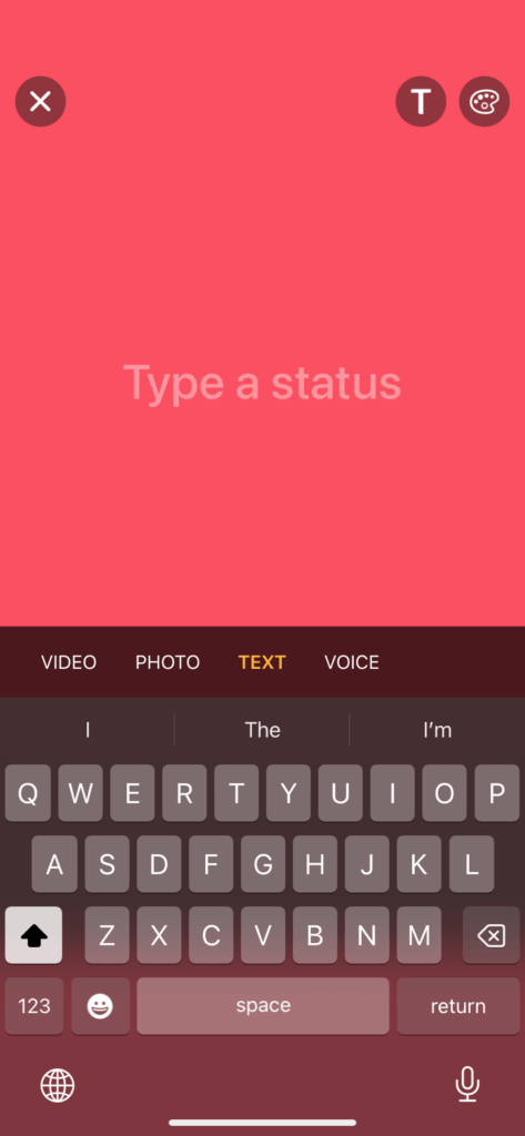 Adding a status in the WhatsApp mobile app