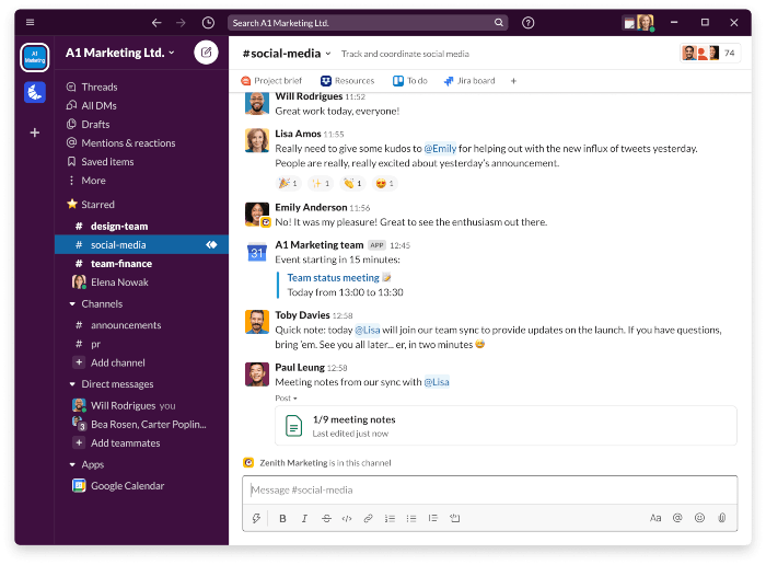 Communication on Slack