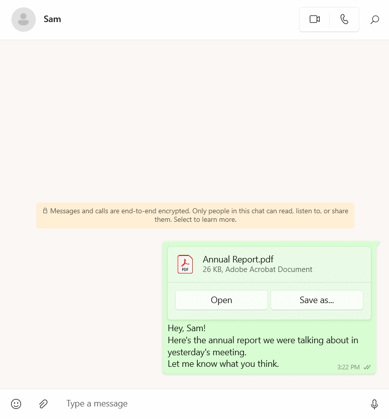 Sharing a file in WhatsApp