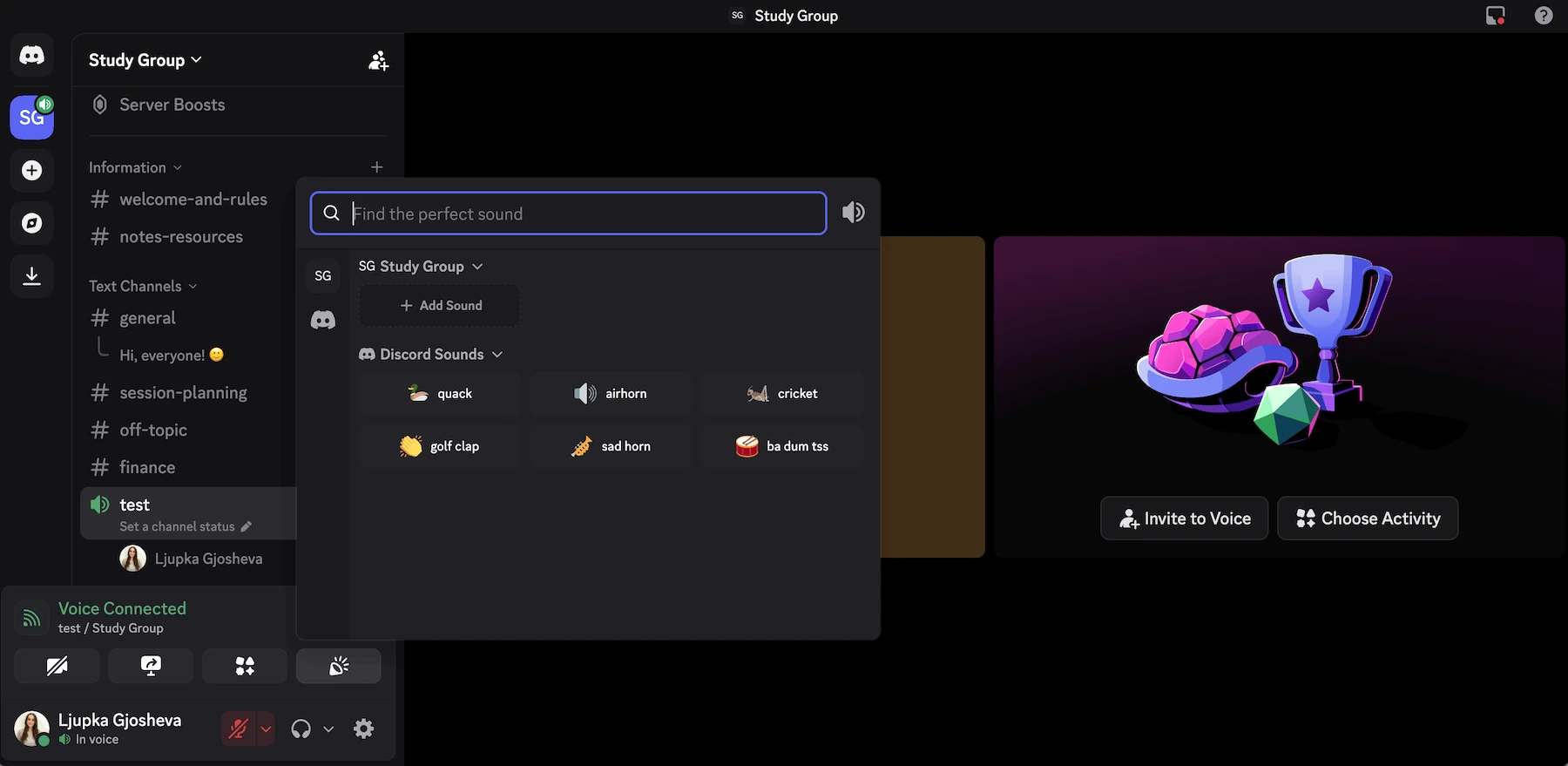 Voice channel in Discord